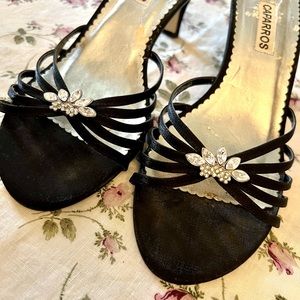 Caparros Strappy Black rhinestones 2 inch heels great condition Comfortable